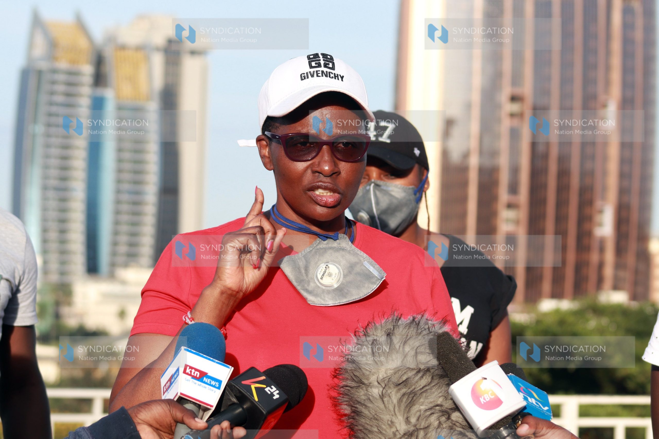 Nairobi County Speaker Beatrice Elachi addresses the media