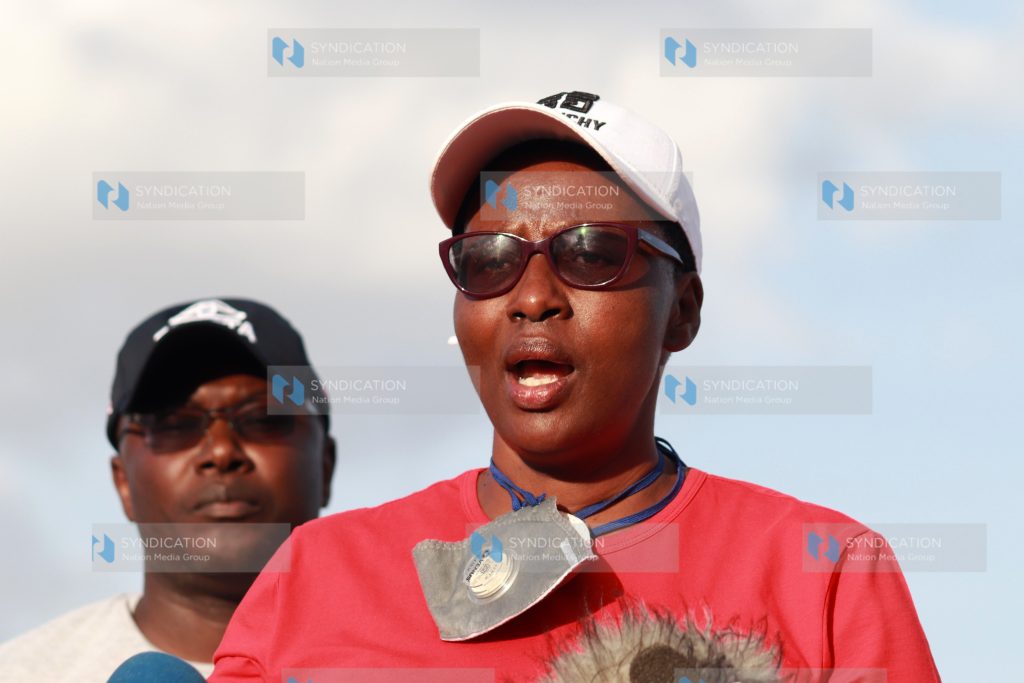 Nairobi County Speaker Beatrice Elachi addresses the media