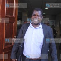 Activist Okiya Omtatah leaving Milimani Law Courts