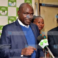 (IEBC) Chairman Wafula Chebukati addressing a media briefing