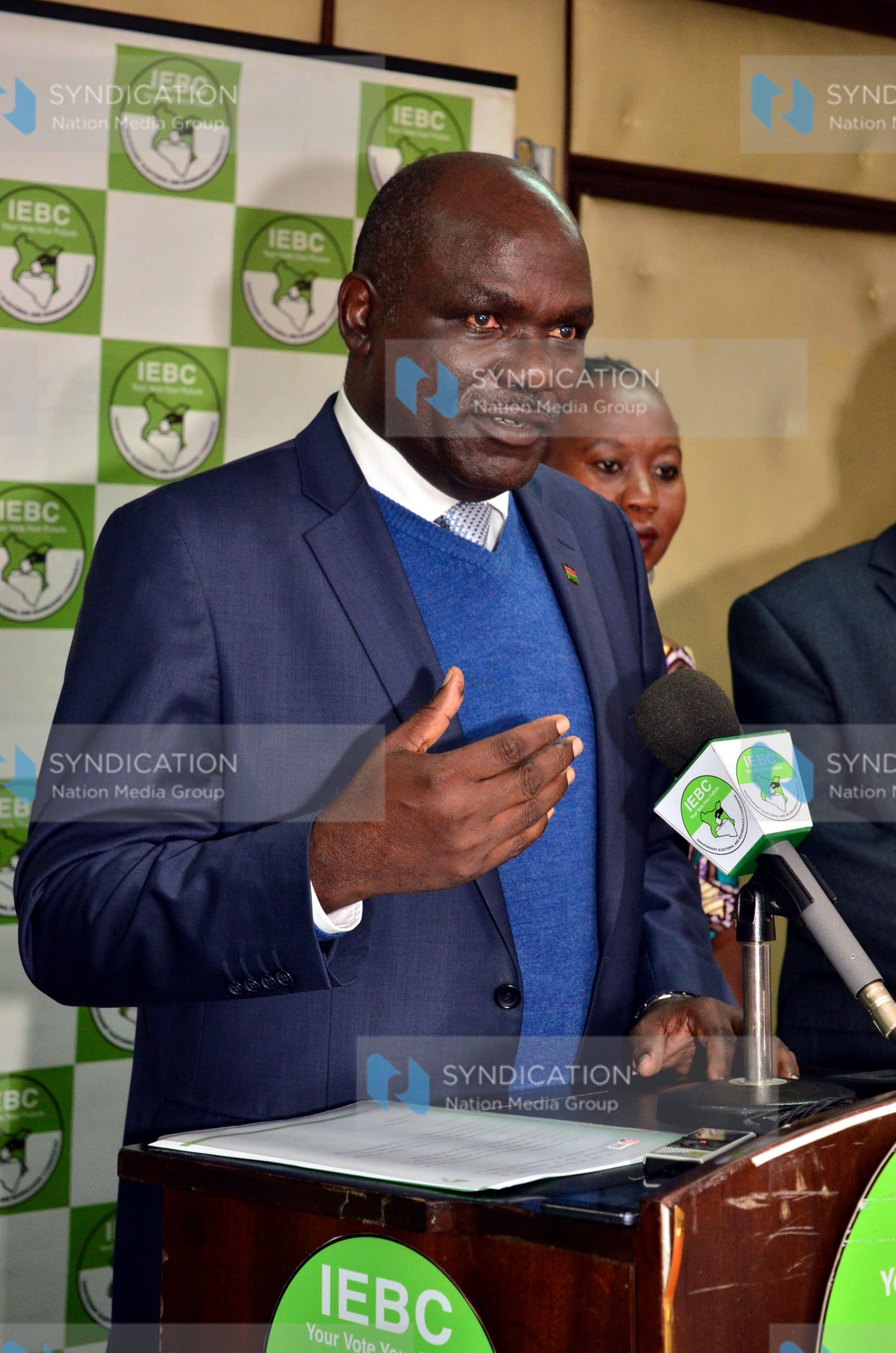 (IEBC) Chairman Wafula Chebukati addressing a media briefing