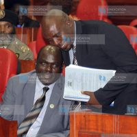 IEBC Chairman Wafula Chebukati (left) and Kenya National Commission on Human Rights (KNCHR) Vice-Chairperson George Morara