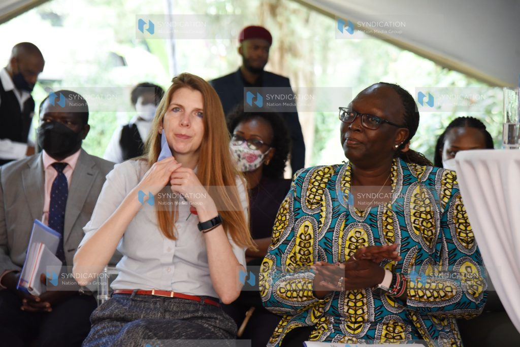 L-R: British High Commissioner to Kenya Jane Marriott and Industrialization, Trade and Enterprise Development Cabinet Secretary Betty Maina