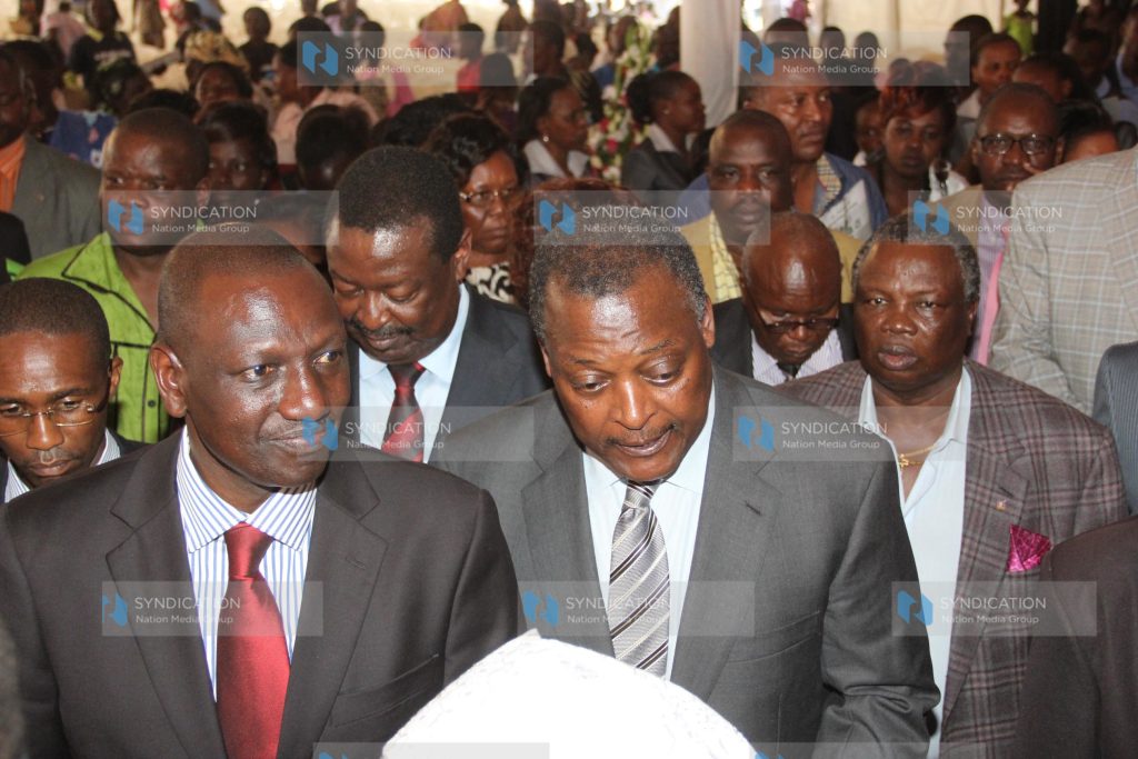 Deputy President William Ruto (left), former Deputy Prime Minister Musalia Mudavadi, former Lugari MP Cyrus Jirongo