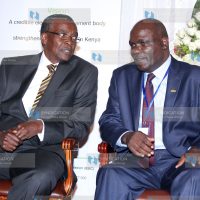 Electoral and Boundaries Commission Chairman Wafula Chebukati (right) with Chief Justice David Maraga
