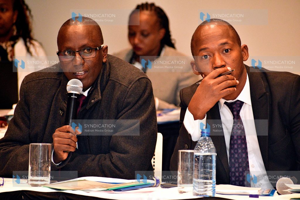 The National Assembly Departmental Committee on Energy Vice Chairperson Hon. Lemanken Aramat with Chairperson Hon. Vincent Musyoka Musau