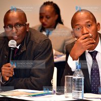 The National Assembly Departmental Committee on Energy Vice Chairperson Hon. Lemanken Aramat with Chairperson Hon. Vincent Musyoka Musau