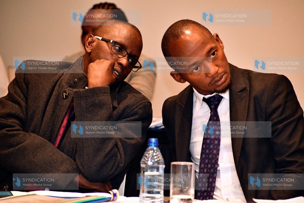 The National Assembly Departmental Committee on Energy Chairperson Hon. Vincent Musyoka Musau with Vice Chairperson Hon. Lemanken Aramat