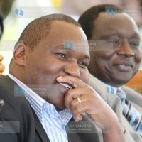 Agriculture Assistant Minister, Kareke Mbiuki and Keiyo North MP Lucas Chepkitony