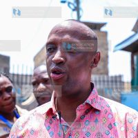 Isiolo Governor Abdi Guyo addressing journalists after attending a church service