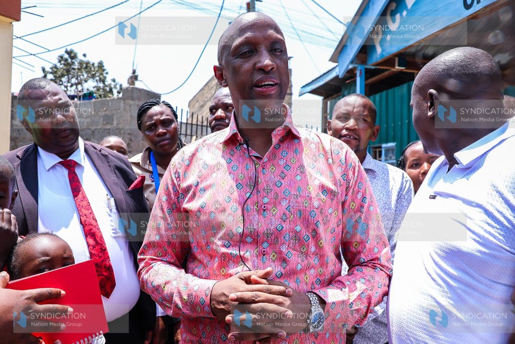 Isiolo Governor Abdi Guyo addressing journalists after attending a church service