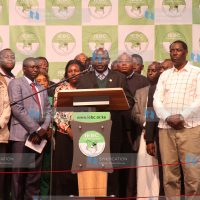 The Chairperson of the IEBC Wafula Chebukati (centre) made a press statement