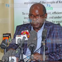 Independent Electoral and Boundaries Commission Chairman Wafula Chebukati addressing journalists