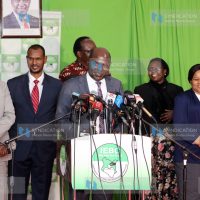 Wafula Chebukati and the Commissioners addressing the media