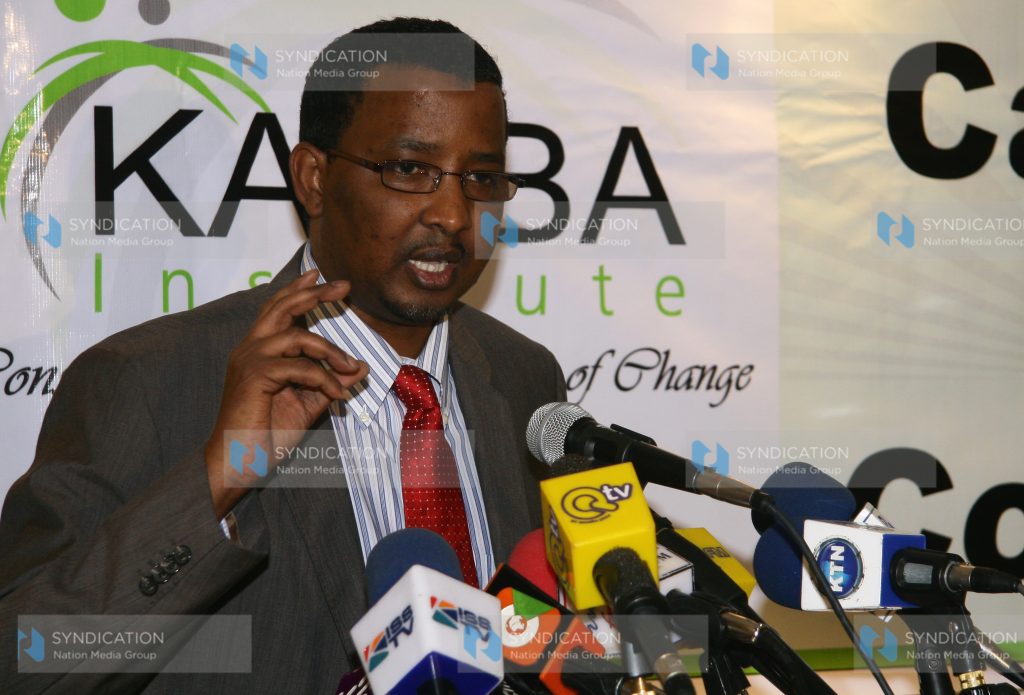 Independent Electoral and Boundaries Commission Chairman Issack Hassan speaking
