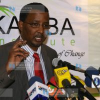 Independent Electoral and Boundaries Commission Chairman Issack Hassan speaking