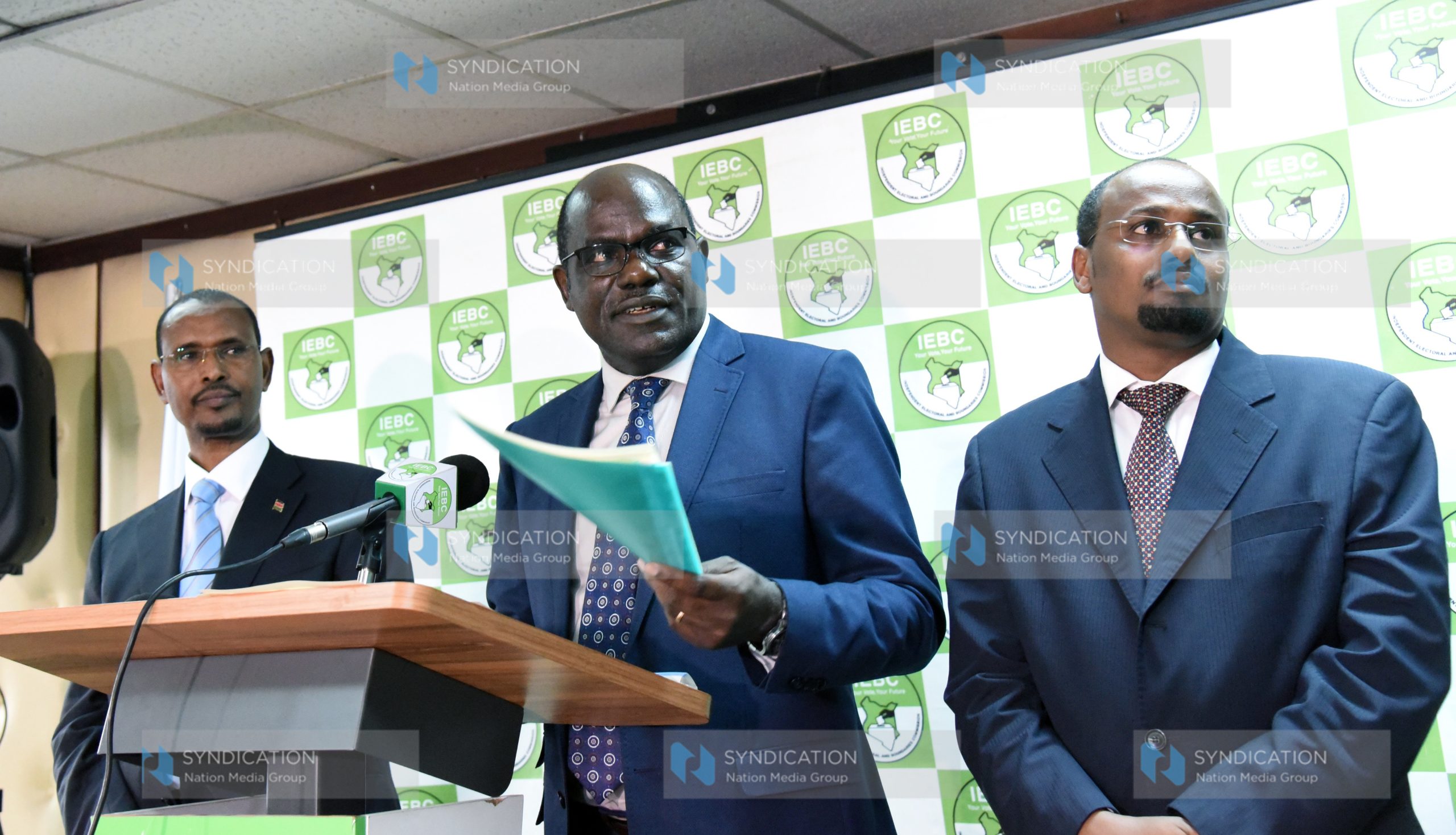 IEBC chairman Wafula Chebukati with commissioners