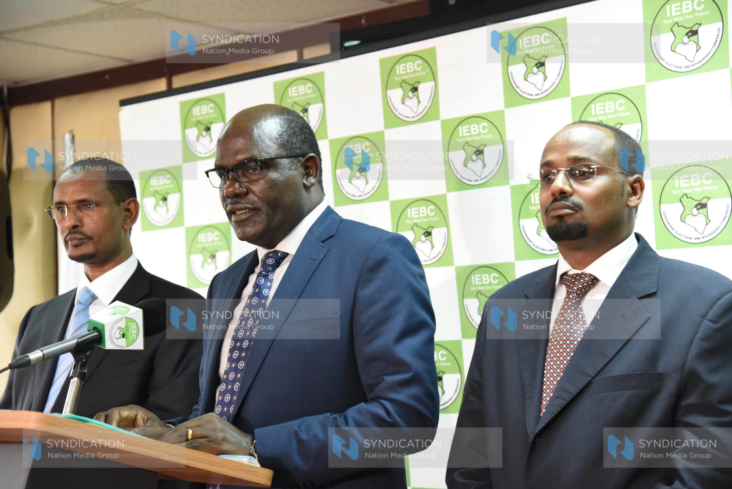 IEBC Chairman Wafula Chebukati with commissioners