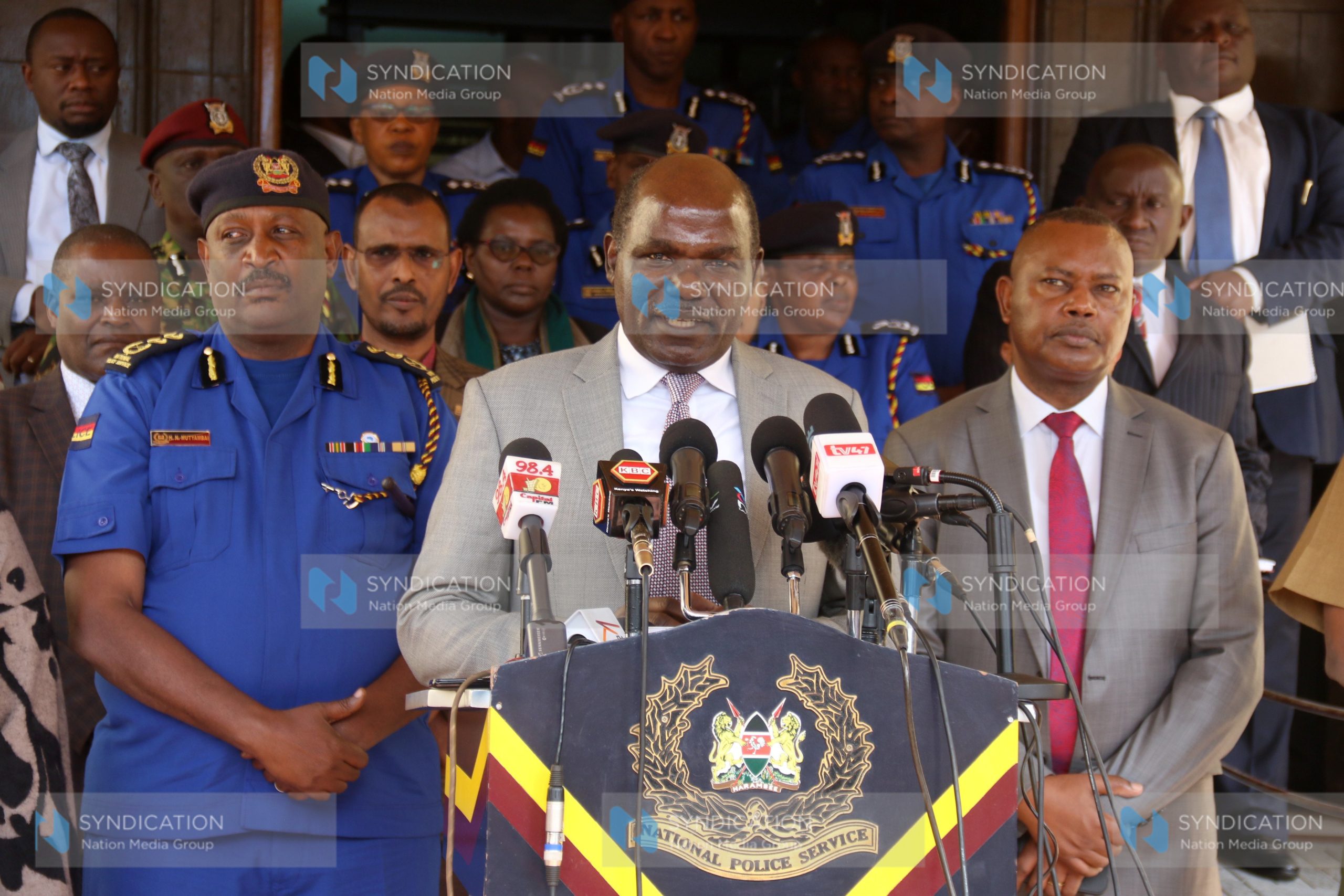 Addressing journalist outside Jogoo House