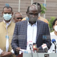 IEBC Chairman Wafula Chebukati with other commissioners