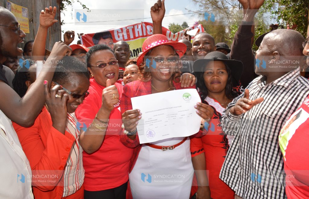 Radio broadcaster Gathoni Wamuchomba and her supporters