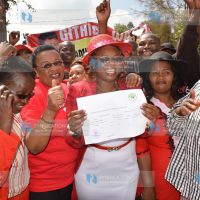 Radio broadcaster Gathoni Wamuchomba and her supporters