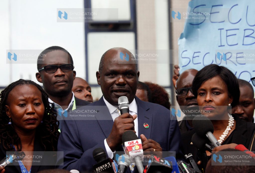 IEBC Chairman Wafula Chebukati leading IEBC Commissioners