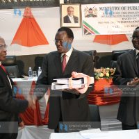 Public works minister Chris Obure during the launch of the ministry's ISO 9001-2008 certification