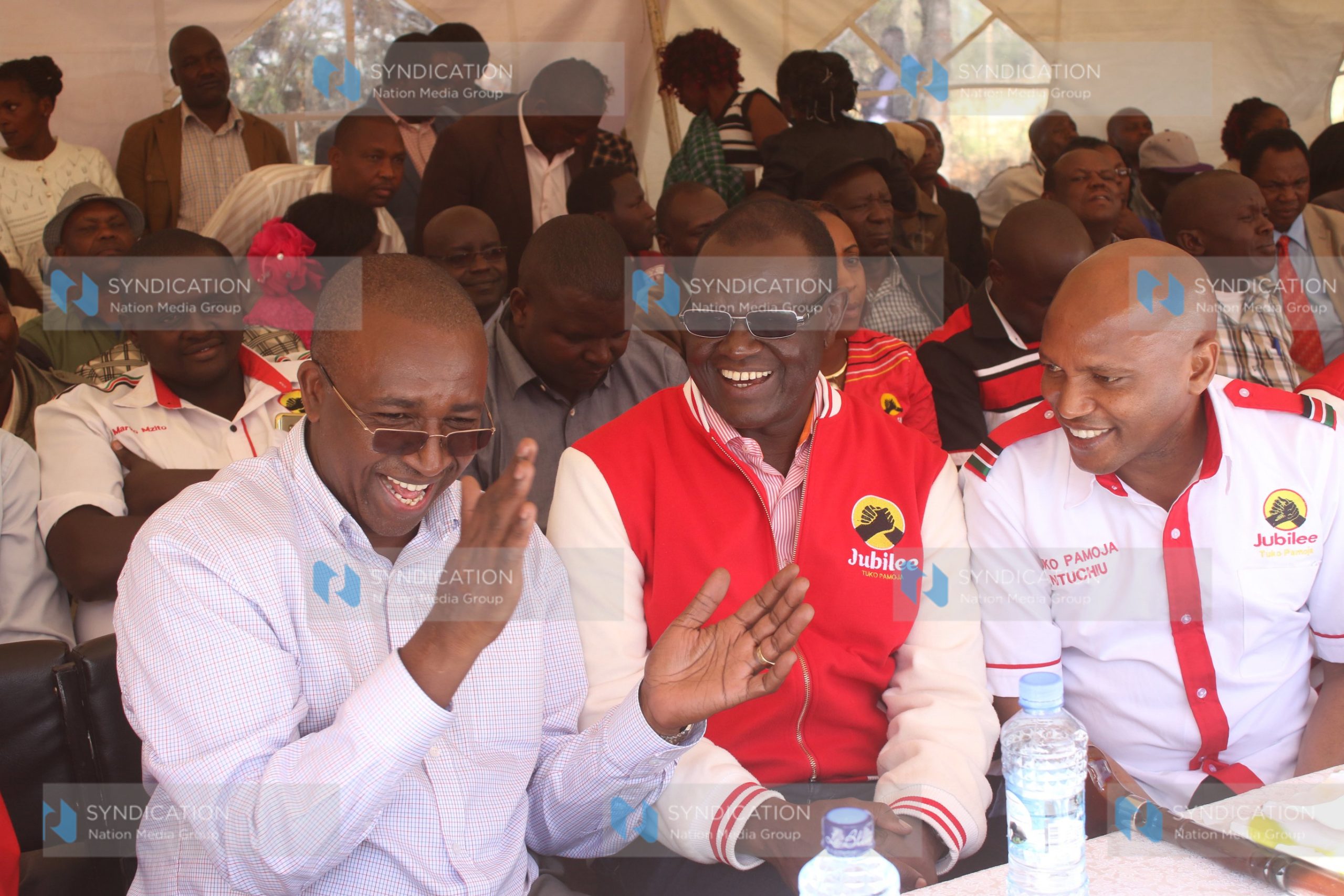 Meru Senator Kiraitu Murungi, his running mate Titus Ntuchiu, and Igembe South MP Mithika Linturi