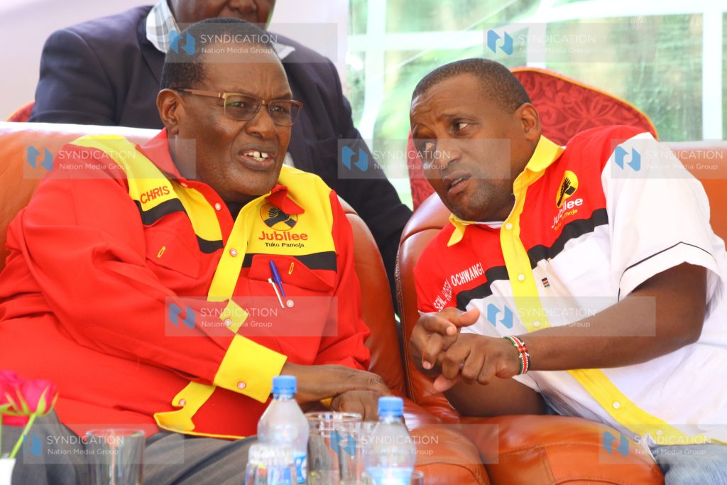 Kisii County senator and governorship aspirant Chris Obure with nominated senator Hosea Ochwang’i