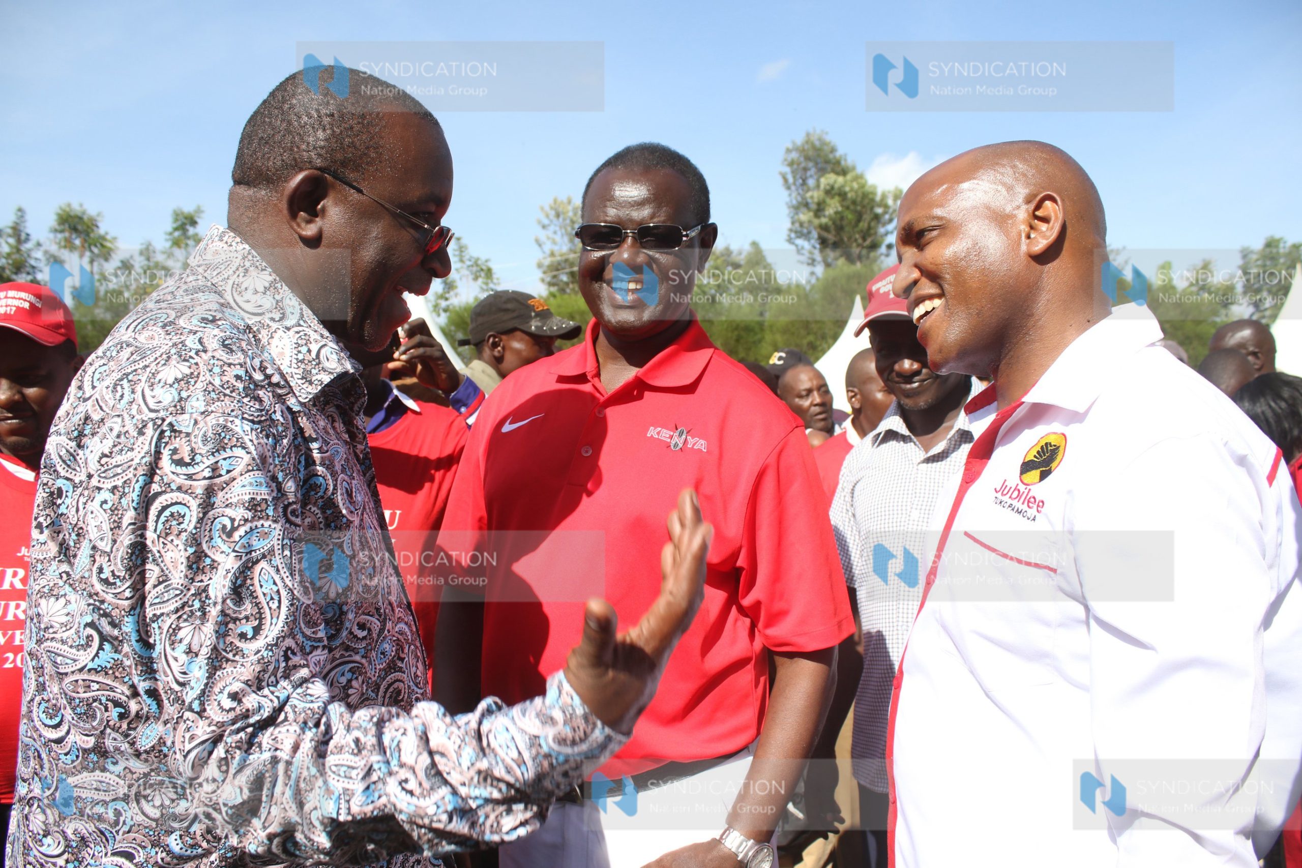 Meru Senator Kiraitu Murungi, his running mate Titus Ntuchiu, and Igembe South MP Mithika Linturi