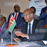 Botswana State Minister for Investment, Trade and Industry with his Kenya counterpart Adan Mohamed