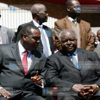 Former President Mwai Kibaki with Cabinet Secretary for Sports, Culture and Arts Hassan Wario