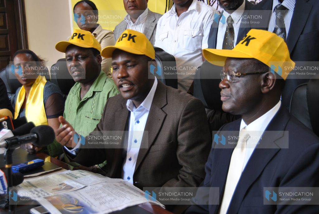 APK party leader Kiraitu Murungi with party member MP Peter Munya and Lenny Kivuti
