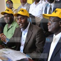 APK party leader Kiraitu Murungi with party member MP Peter Munya and Lenny Kivuti