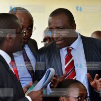 Meru Senator Mithika Linturi confers with his lawyers