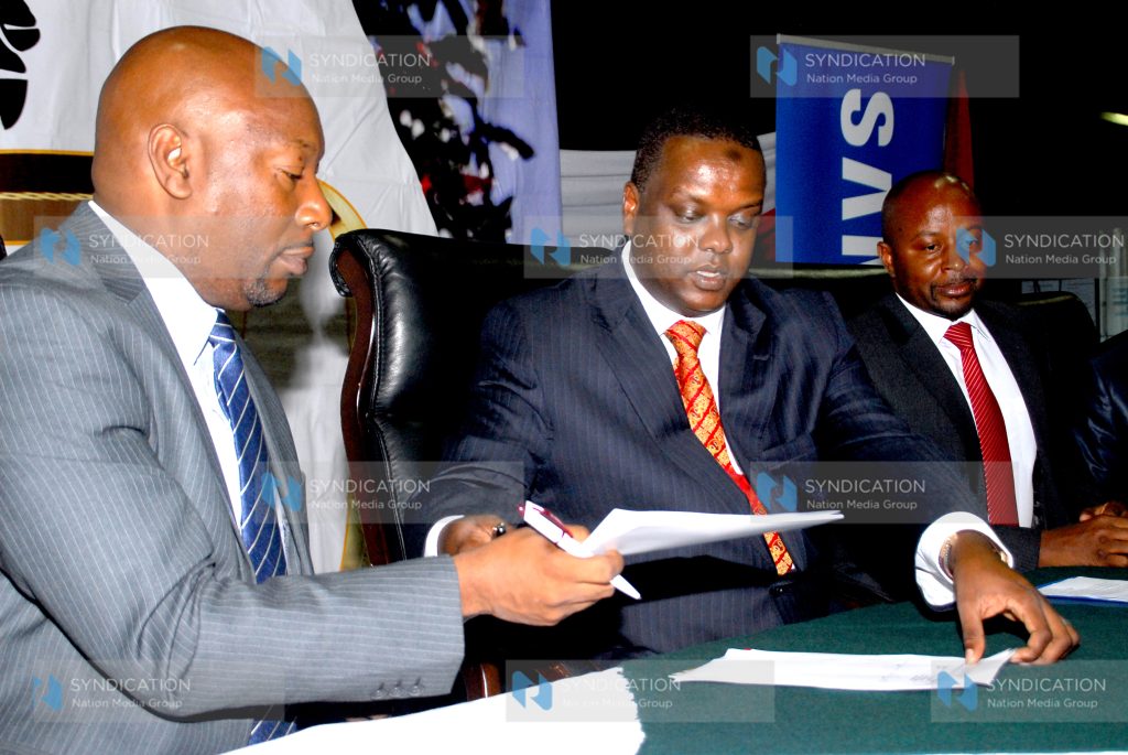Samsung Electronics East Africa Chief Operating Officer Robert Ngeru and Cabinet Secretary for Sports, Arts & Culture Dr. Hassan Wario