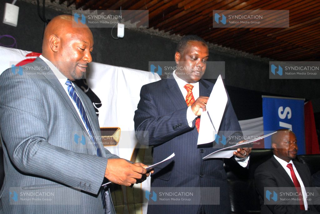 Samsung Electronics East Africa Chief Operating Officer Robert Ngeru and Cabinet Secretary for Sports, Arts & Culture Dr. Hassan Wario