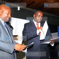 Samsung Electronics East Africa Chief Operating Officer Robert Ngeru and Cabinet Secretary for Sports, Arts & Culture Dr. Hassan Wario