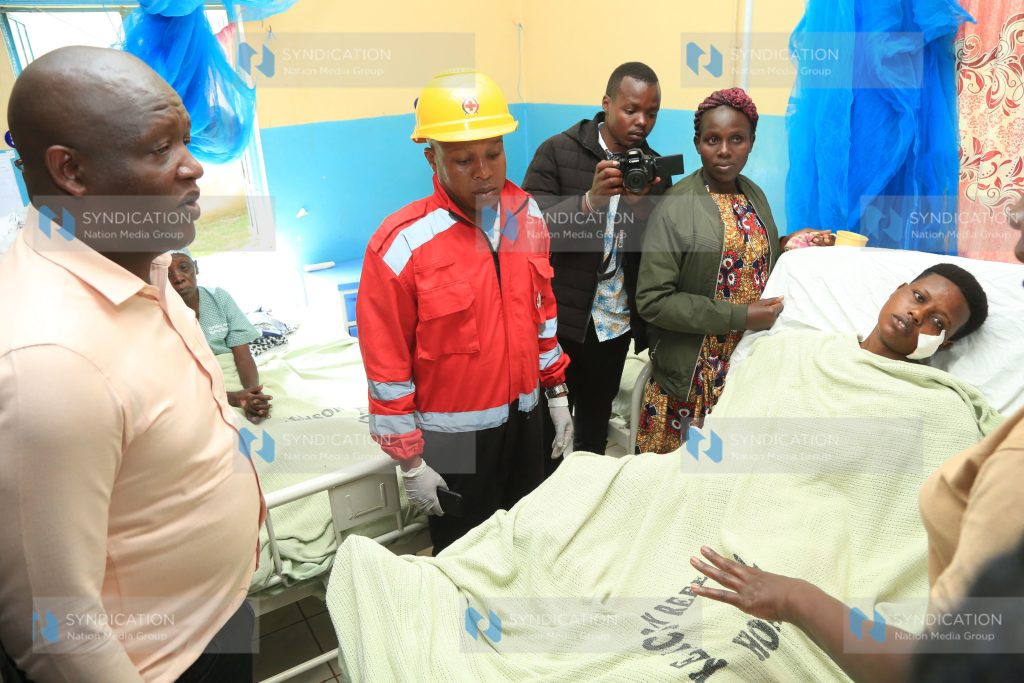 Kericho Governor Eric Mutai when he paid a visit to victims of the Londiani accident