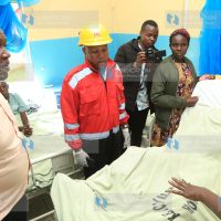 Kericho Governor Eric Mutai when he paid a visit to victims of the Londiani accident