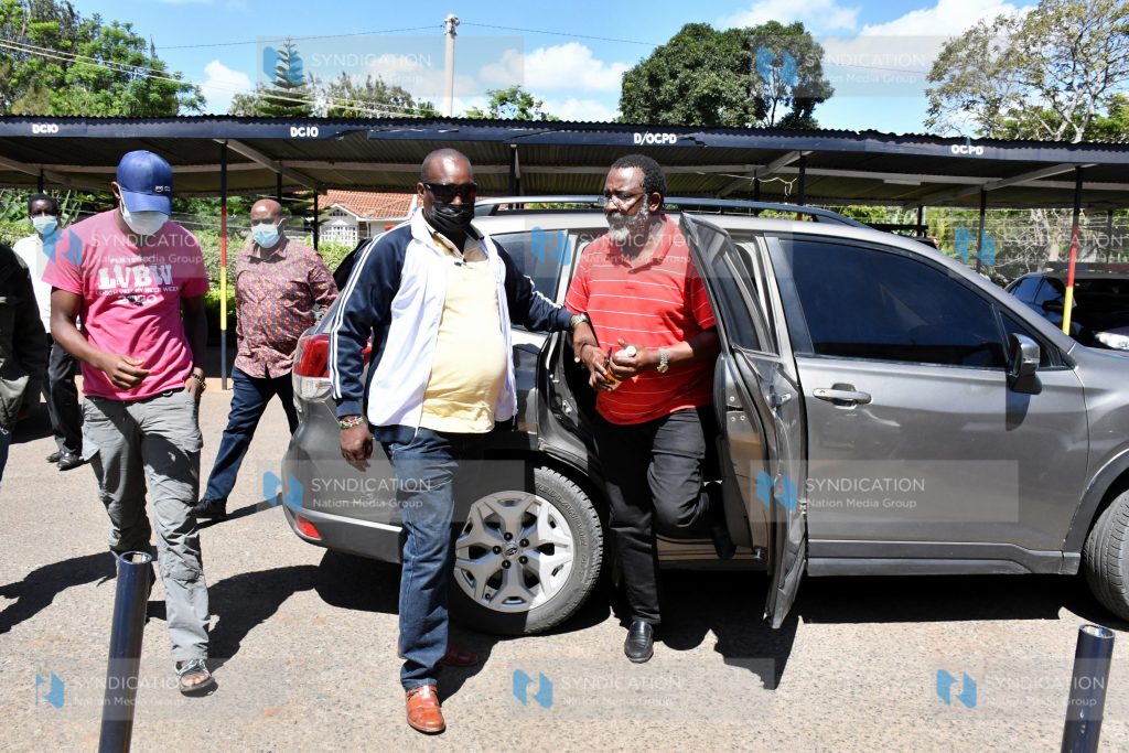 Meru Senator Mithika Linturi arriving at the Gigiri Police Station