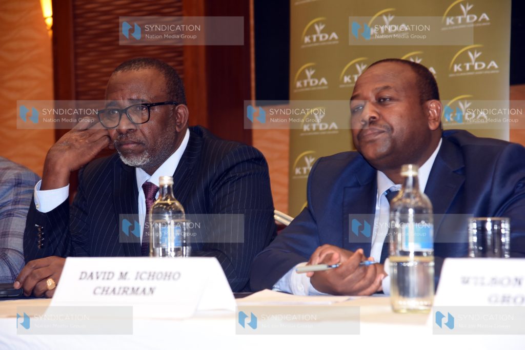 Agriculture Cabinet Secretary Mithika Linturi and Kenya Tea Development Agency Ltd Chairman David Ichoho
