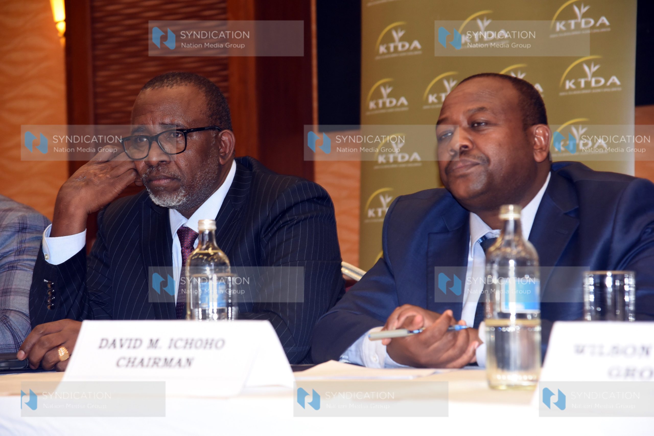 Agriculture Cabinet Secretary Mithika Linturi and Kenya Tea Development Agency Ltd Chairman David Ichoho