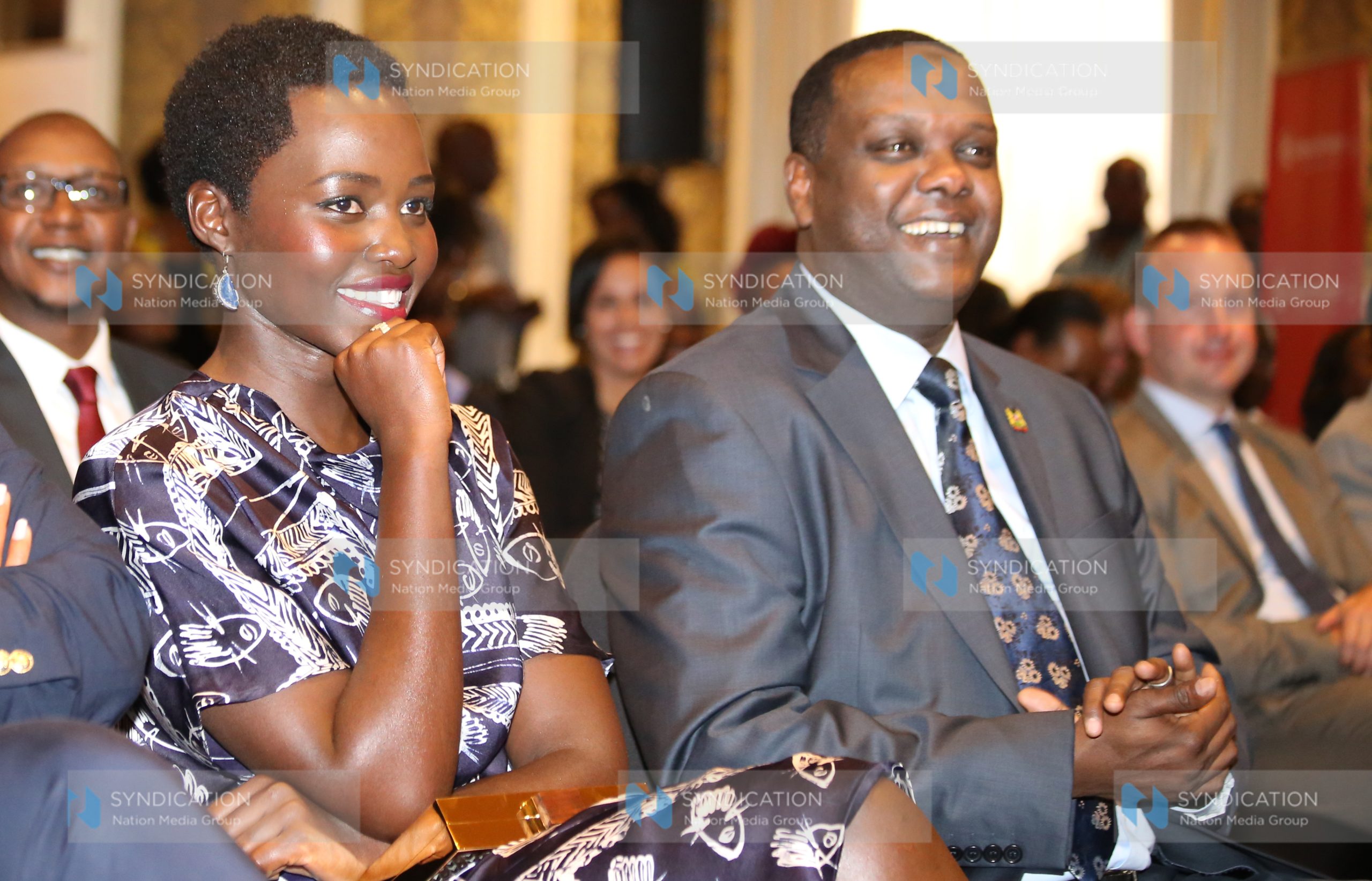 Oscar Winner Lupita Nyong’o with Culture, Arts and Sports Cabinet Secretary Dr Hassan Wario