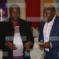 Igembe South MP Mithika Linturi (left) chats with Pastor Edwin Mugambi