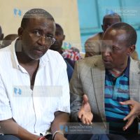 Igembe South MP Mithika Linturi and Igembe Central parliamentary aspirant on a Jubilee Party ticket James Mithika