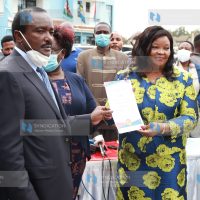 Wiper Democratic Movement Leader Kalonzo Musyoka with Agnes Kavindu Muthama