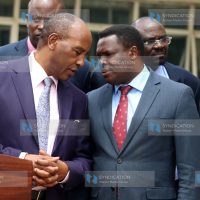Nyandarua Governor Francis Kimemia with his Tharaka Nithi counterpart Muthomi Njuki