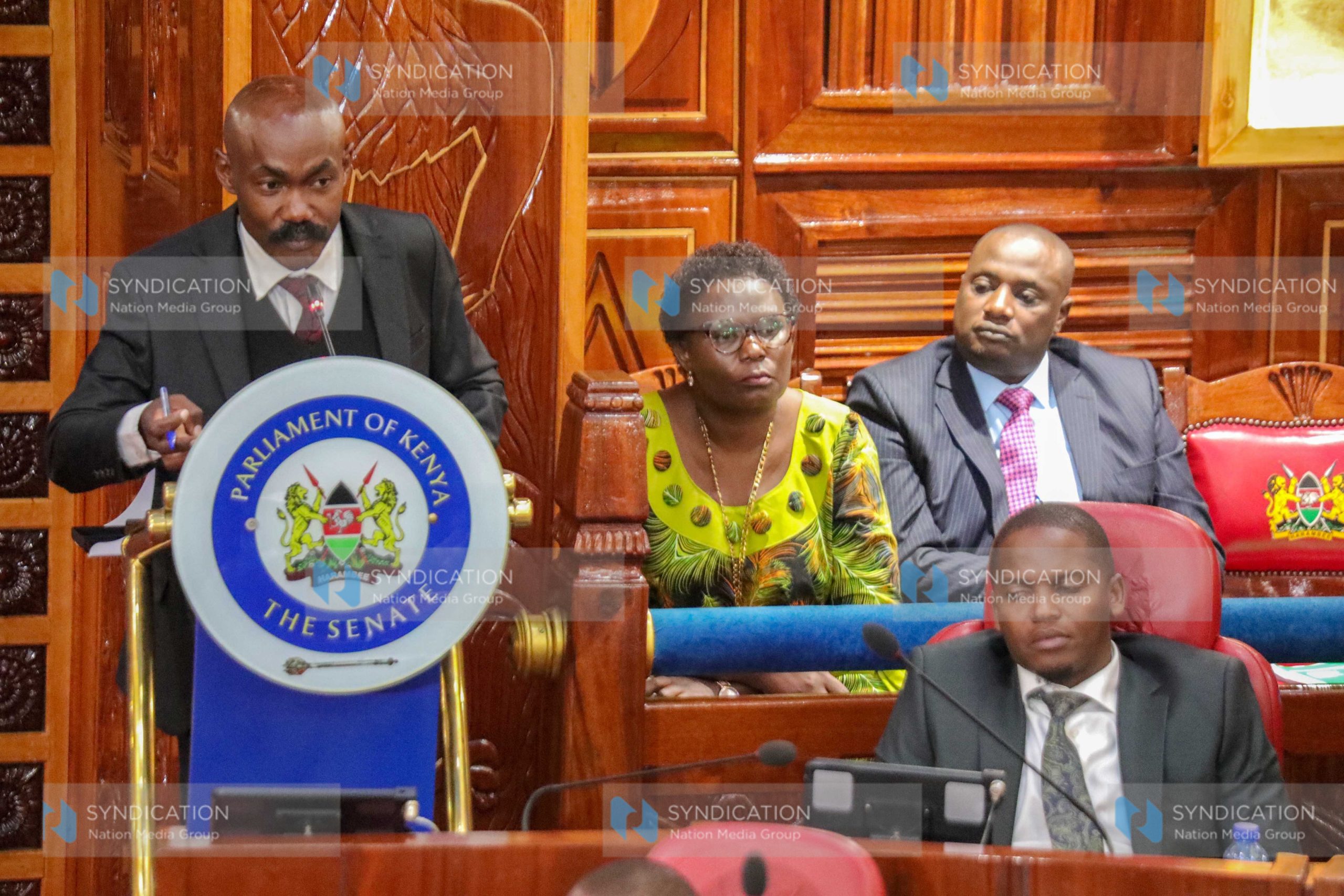 Meru Governor Kawira Mwangaza and her counsel, Elisha Ongoya, and Elias Mutuma
